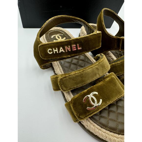 CHANEL Velvet Dad Sandals size 41 - Picture 4 of 10